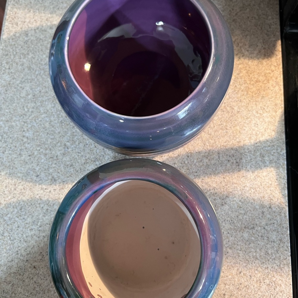 The Violet Pot 1997 Purple With Insert Ceramic Self Watering 2 Pieces EUC - Picture 3 of 5